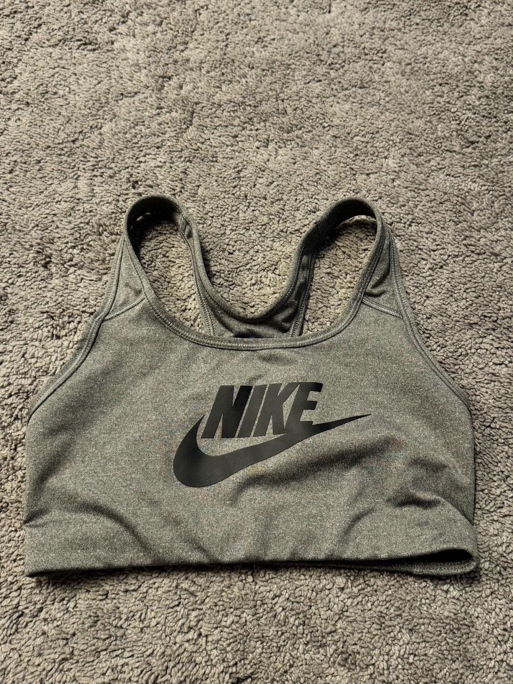 Nike Grey & Black Scoop-Back Sports Bra